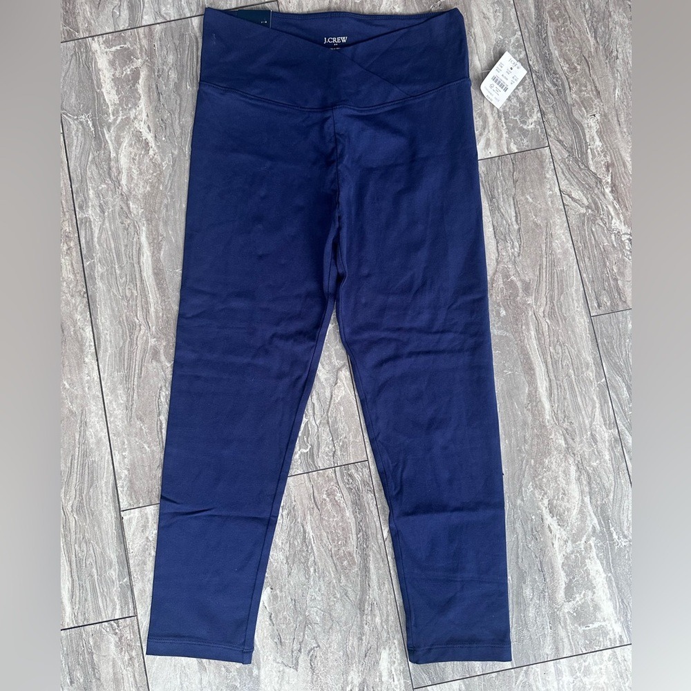 NWT J Crew navy blue cropped crossover leggings - Medium 0069